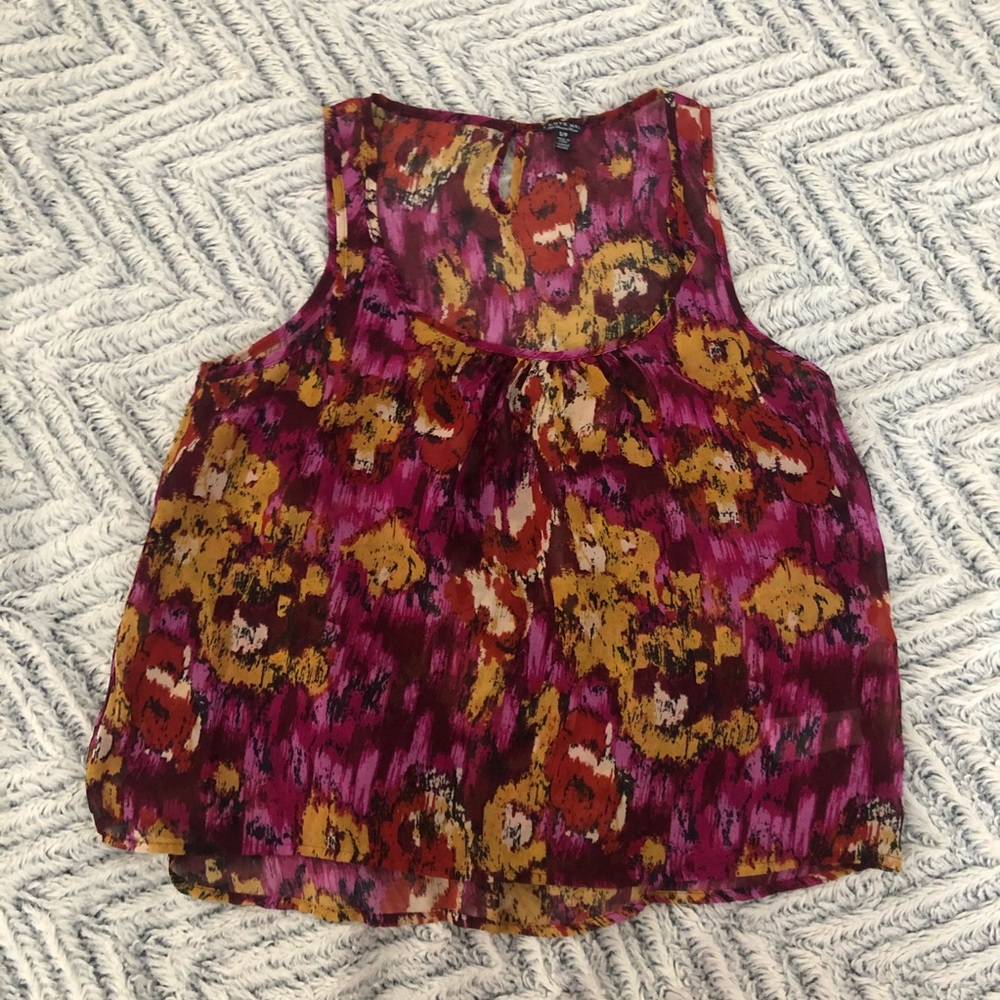 I Love H81 Floral Pattern Tank Top Blouse